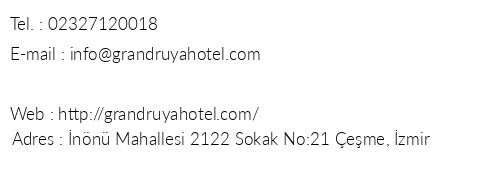 Grand Rya Otel telefon numaralar, faks, e-mail, posta adresi ve iletiim bilgileri